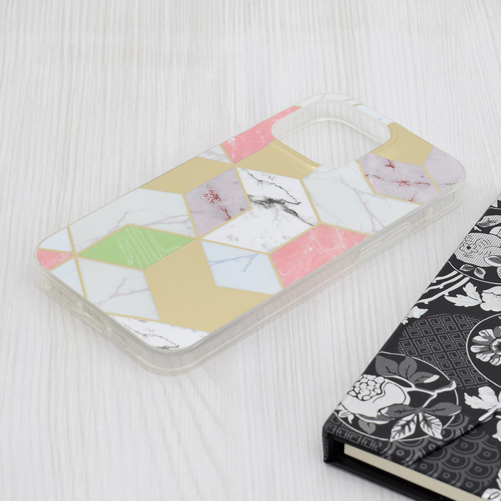 Cover til Apple iPhone 15 Pro Max, Techsuit, Marble, Lilla