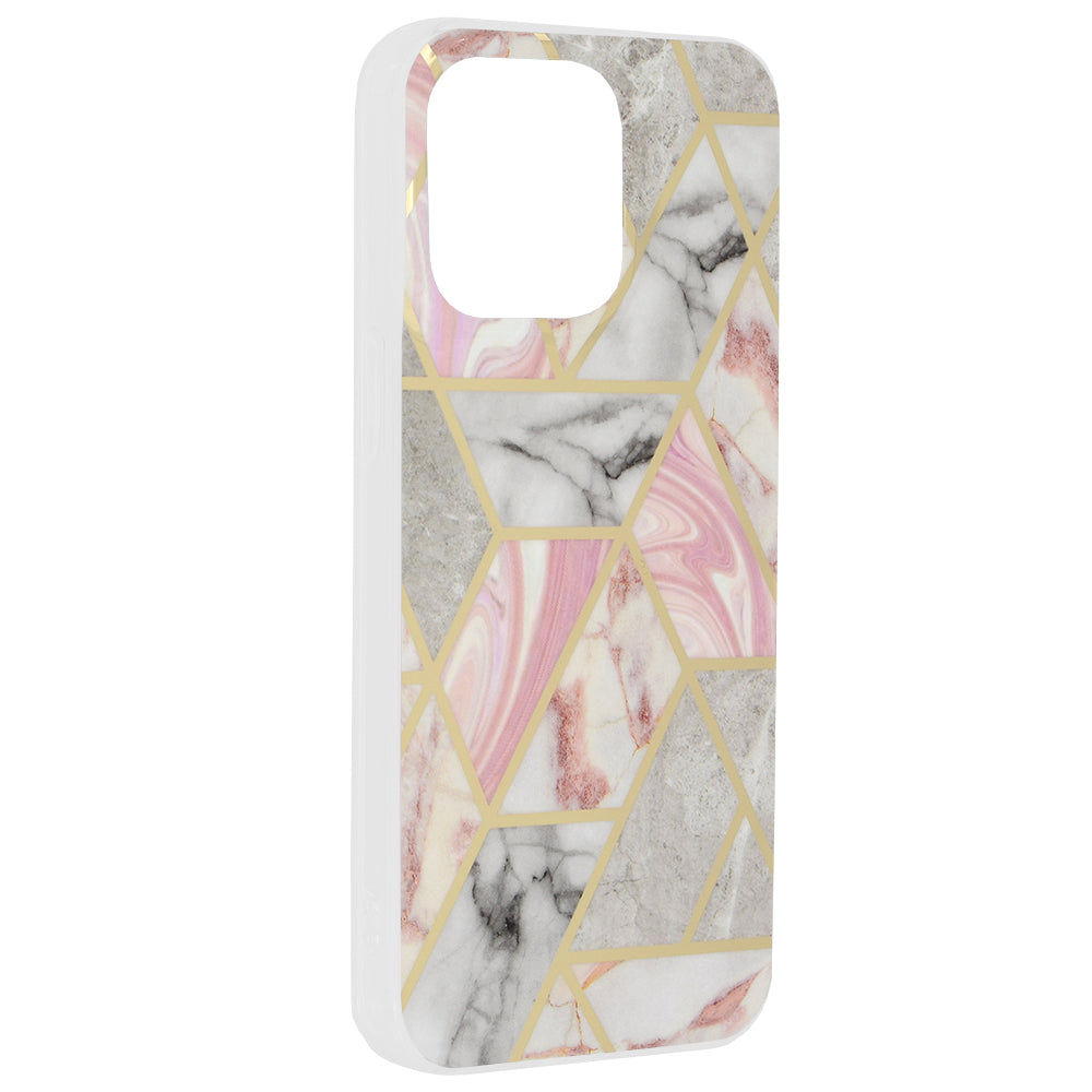Cover til Apple iPhone 15 Pro Max, Techsuit, Marble, Pink