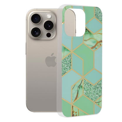 Cover til Apple iPhone 15 Pro Max, Techsuit, Marble, Grøn
