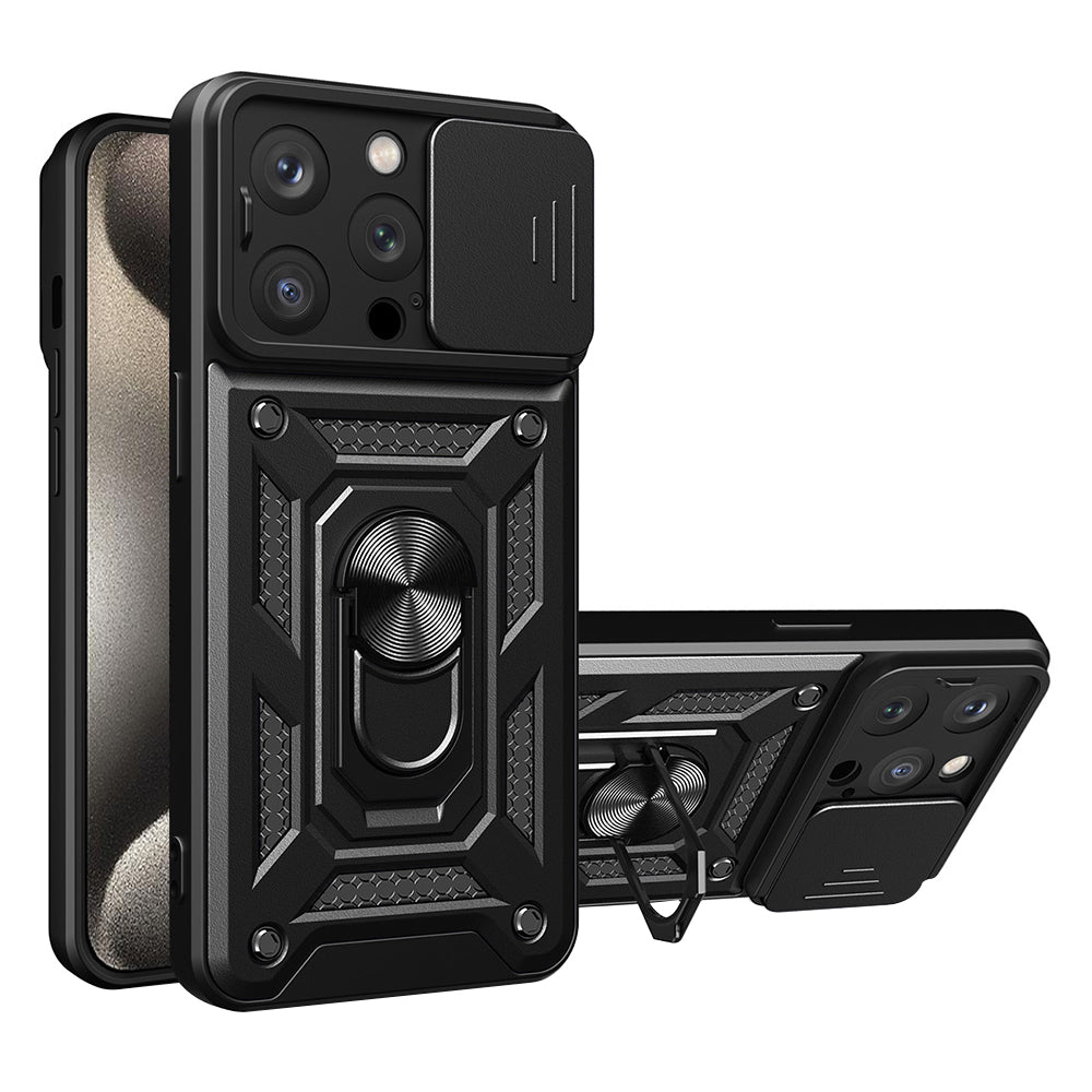 Cover til Apple iPhone 15 Pro, Techsuit, CamShield, Sort
