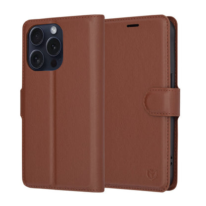 Cover til Apple iPhone 15 Pro, Techsuit, Leather Folio, Brun