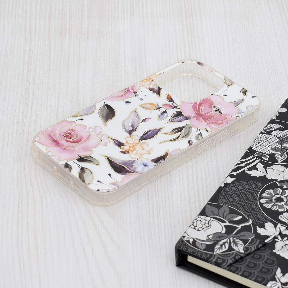 Cover til Apple iPhone 15 Pro, Techsuit, Marble, Hvid