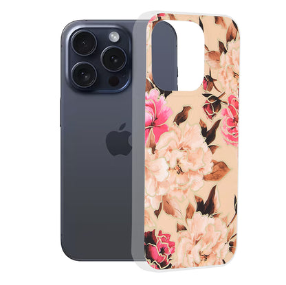 Cover til Apple iPhone 15 Pro, Techsuit, Marble, Beige