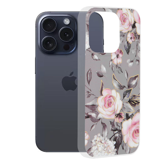 Case for Apple iPhone 15 Pro, Techsuit, Marble, Gray