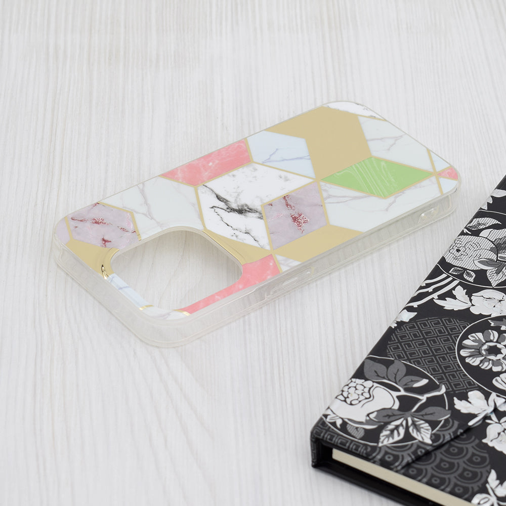 Cover til Apple iPhone 15 Pro, Techsuit, Marble, Lilla