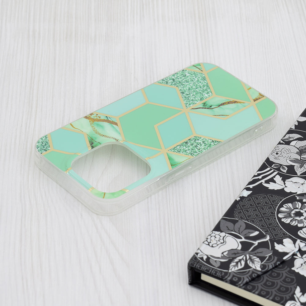 Cover til Apple iPhone 15 Pro, Techsuit, Marble, Grøn