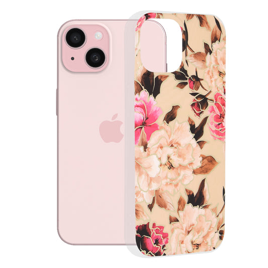 Cover til Apple iPhone 15, Techsuit, Marble, Beige