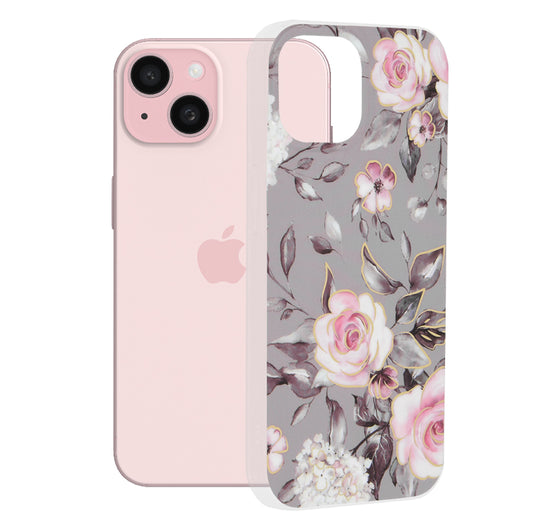 Cover til Apple iPhone 15, Techsuit, Marble, Grå