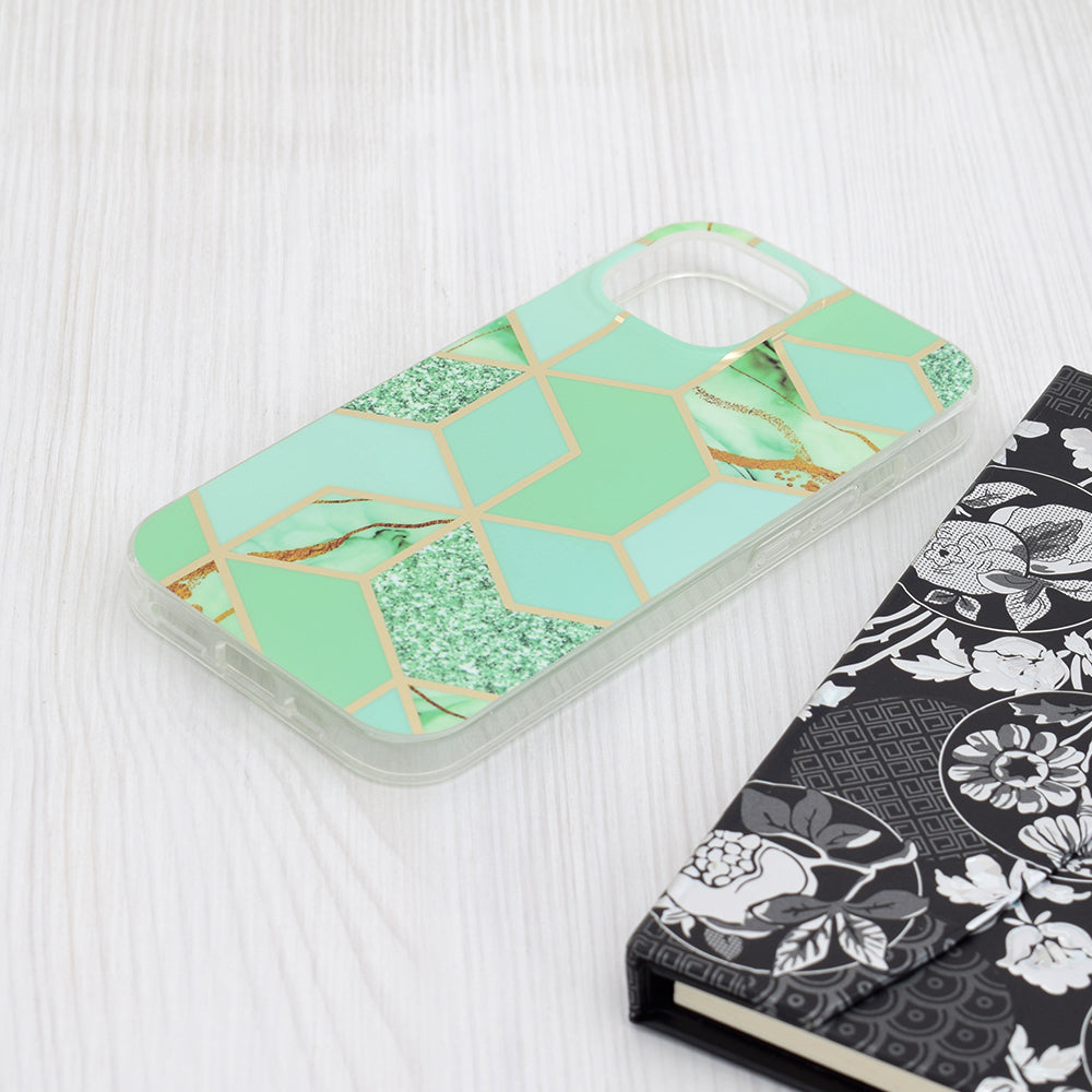Cover til Apple iPhone 15, Techsuit, Marble, Grøn