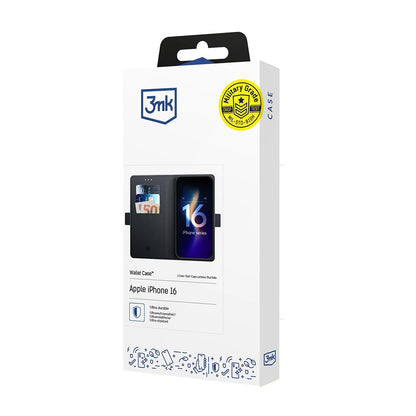 Cover til Apple iPhone 16, 3MK, Wallet, Sort