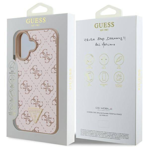 Etui til Apple iPhone 16, Guess, 4G Triangle Logo, Hvid
