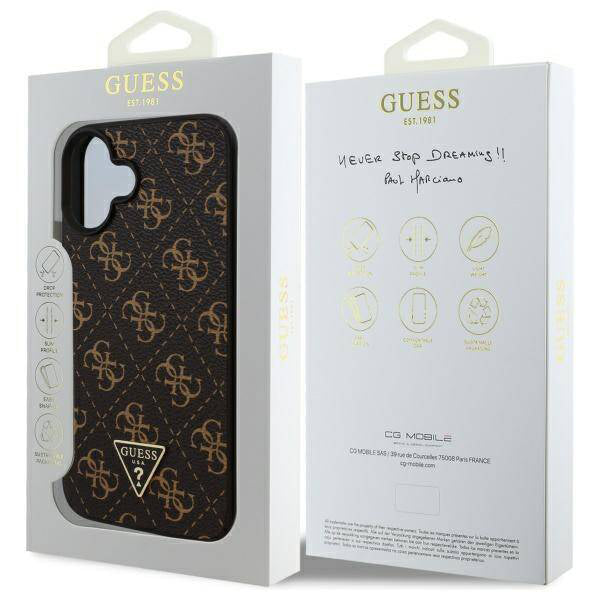 Etui til Apple iPhone 16, Guess, 4G Triangle Logo, Sort