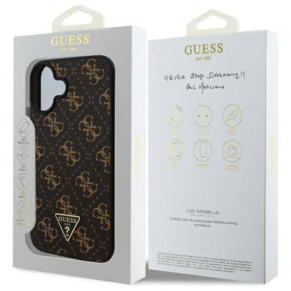 Etui til Apple iPhone 16, Guess, 4G Triangle Logo, Sort