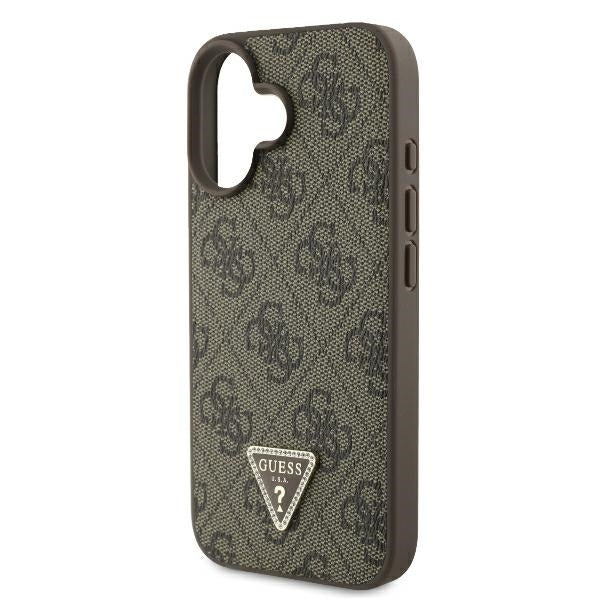 Etui til Apple iPhone 16, Guess, Crossbody 4G Triangle Strass, Brun