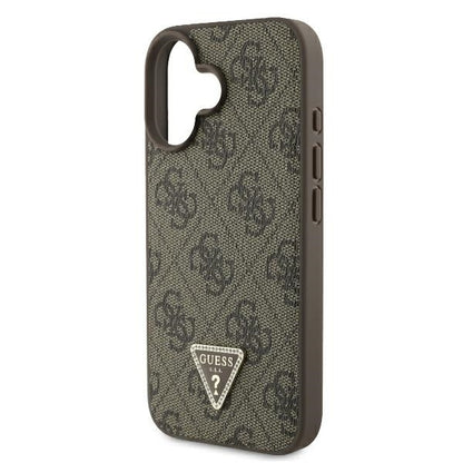Etui til Apple iPhone 16, Guess, Crossbody 4G Triangle Strass, Brun