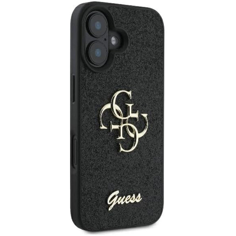 Etui til Apple iPhone 16, Guess, Fixed Glitter Big 4G, Sort