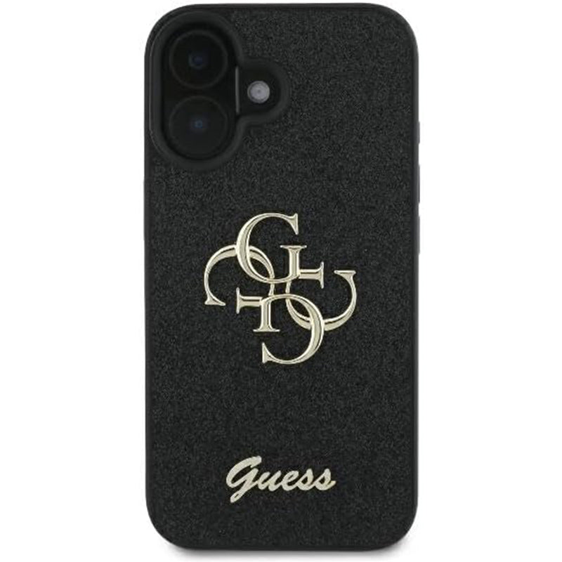 Etui til Apple iPhone 16, Guess, Fixed Glitter Big 4G, Sort