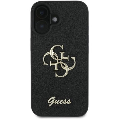 Etui til Apple iPhone 16, Guess, Fixed Glitter Big 4G, Sort