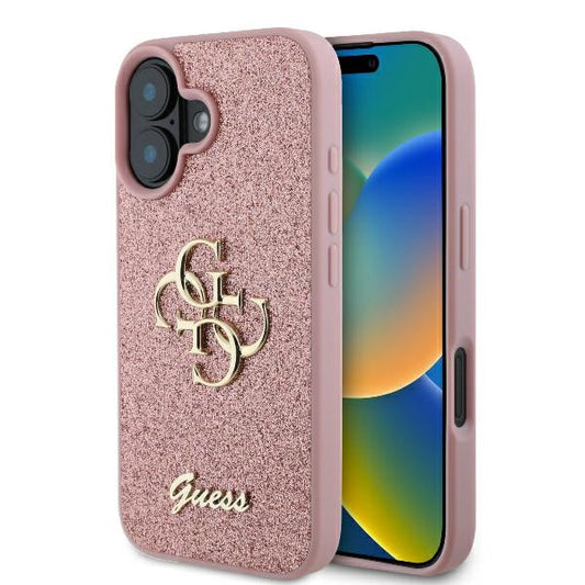 Etui til Apple iPhone 16, Guess, Fixed Glitter Big 4G, Pink