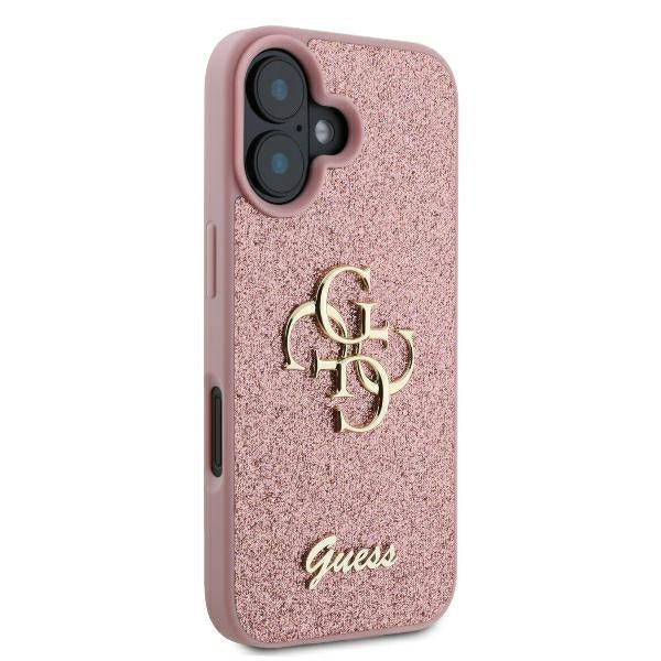 Etui til Apple iPhone 16, Guess, Fixed Glitter Big 4G, Pink