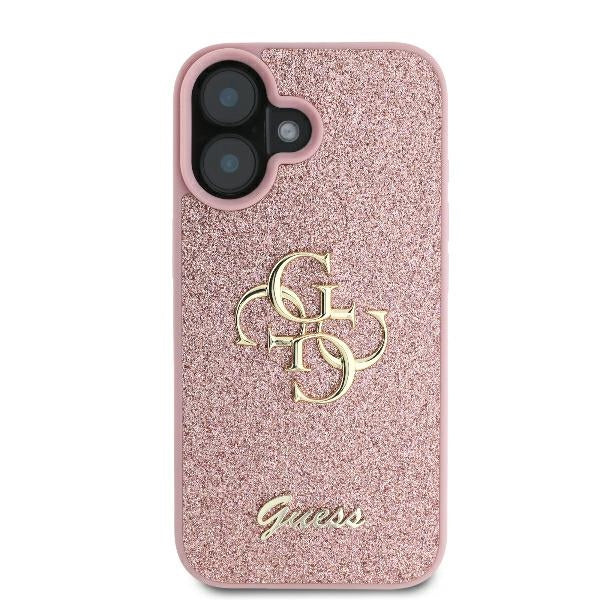 Etui til Apple iPhone 16, Guess, Fixed Glitter Big 4G, Pink
