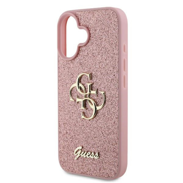 Etui til Apple iPhone 16, Guess, Fixed Glitter Big 4G, Pink
