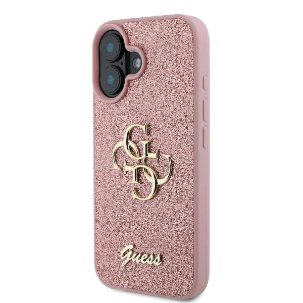 Etui til Apple iPhone 16, Guess, Fixed Glitter Big 4G, Pink