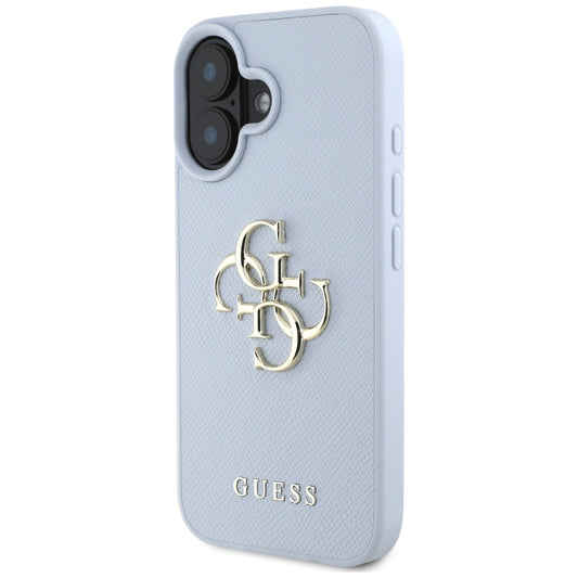 Etui til Apple iPhone 16, Guess, Grained Big 4G Logo Small Classic Logo, Blå