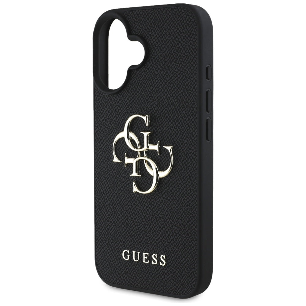 Etui til Apple iPhone 16, Guess, Grained Big 4G Logo Small Classic Logo, Sort