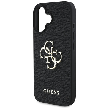 Etui til Apple iPhone 16, Guess, Grained Big 4G Logo Small Classic Logo, Sort