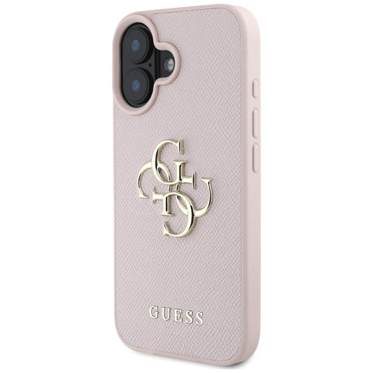 Etui til Apple iPhone 16, Guess, Grained Big 4G Logo Small Classic Logo, Pink