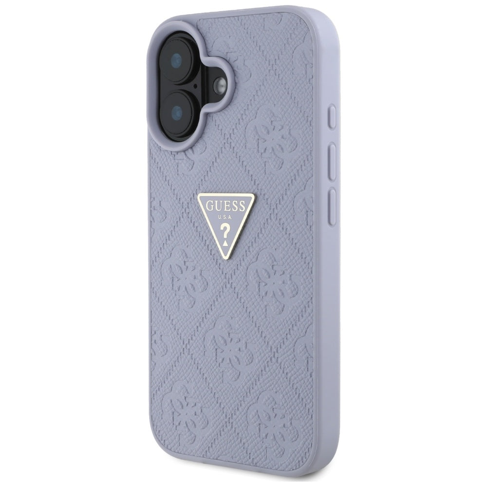 Etui til Apple iPhone 16, Guess, Hot Stamp 4G Pattern Triangle Logo, Lys Lilla