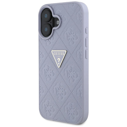 Etui til Apple iPhone 16, Guess, Hot Stamp 4G Pattern Triangle Logo, Lys Lilla