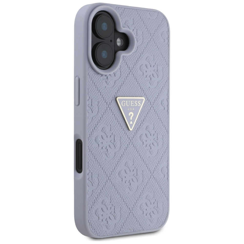 Etui til Apple iPhone 16, Guess, Hot Stamp 4G Pattern Triangle Logo, Lys Lilla