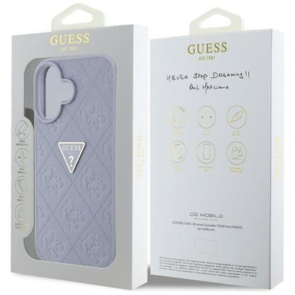 Etui til Apple iPhone 16, Guess, Hot Stamp 4G Pattern Triangle Logo, Lys Lilla