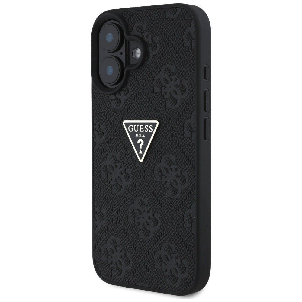 Etui til Apple iPhone 16, Guess, Hot Stamp 4G Pattern Triangle Logo, Sort