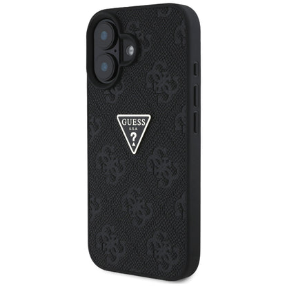 Etui til Apple iPhone 16, Guess, Hot Stamp 4G Pattern Triangle Logo, Sort