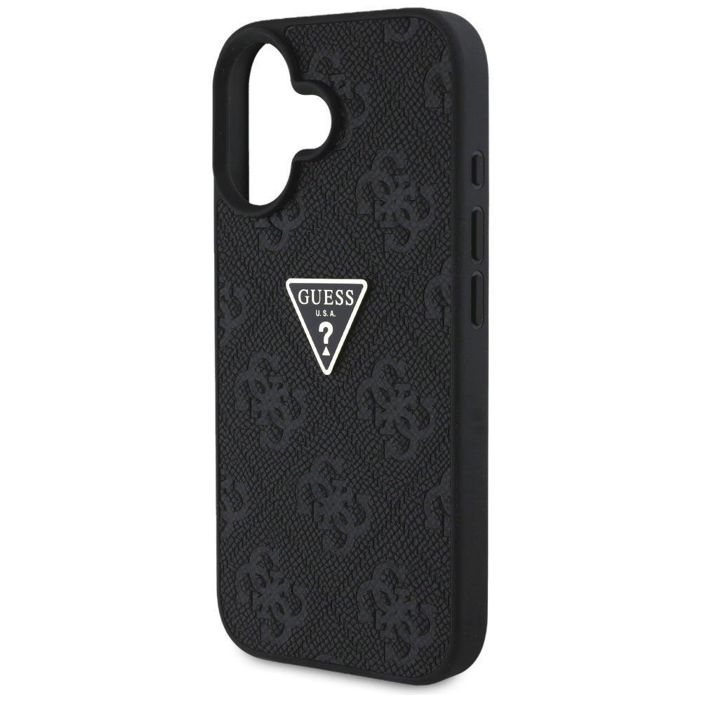 Etui til Apple iPhone 16, Guess, Hot Stamp 4G Pattern Triangle Logo, Sort