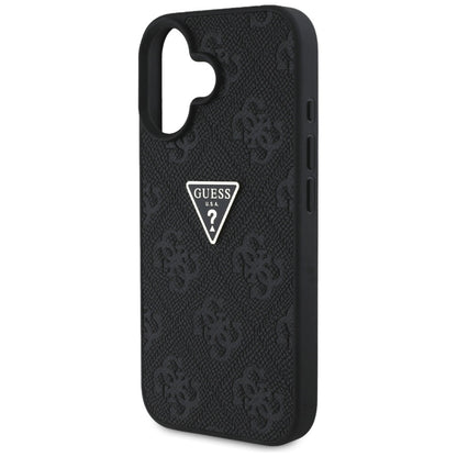 Etui til Apple iPhone 16, Guess, Hot Stamp 4G Pattern Triangle Logo, Sort