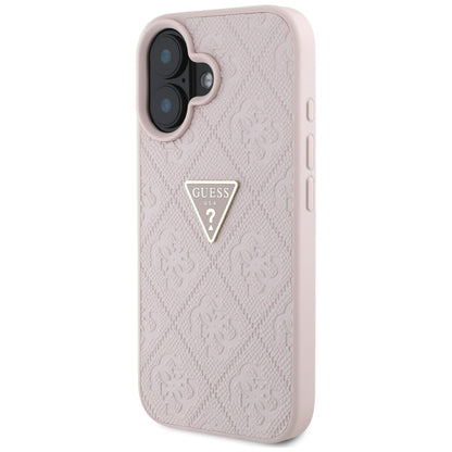 Etui til Apple iPhone 16, Guess, Hot Stamp 4G Pattern Triangle Logo, Pink