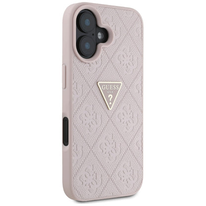 Etui til Apple iPhone 16, Guess, Hot Stamp 4G Pattern Triangle Logo, Pink