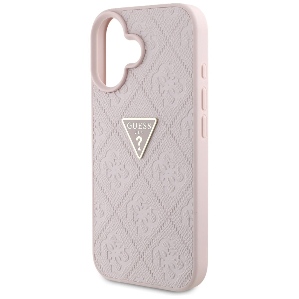 Etui til Apple iPhone 16, Guess, Hot Stamp 4G Pattern Triangle Logo, Pink