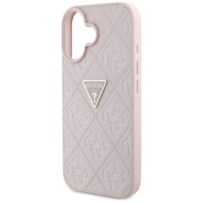Etui til Apple iPhone 16, Guess, Hot Stamp 4G Pattern Triangle Logo, Pink