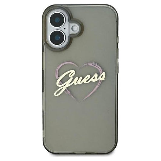 Etui til Apple iPhone 16, Guess, IML Heart, Sort