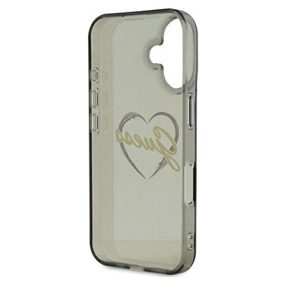 Case for Apple iPhone 16, Guess, IML Heart, Black