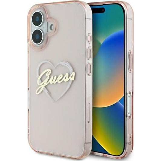 Etui til Apple iPhone 16, Guess, IML Heart, Pink