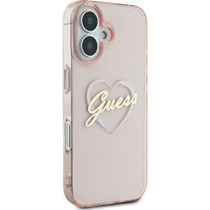 Case for Apple iPhone 16, Guess, IML Heart, Pink