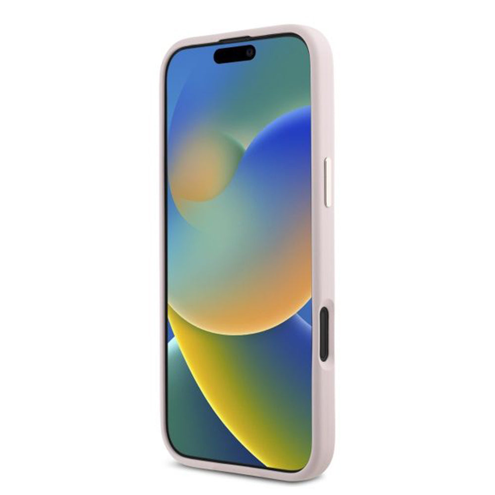 Etui til Apple iPhone 16, Guess, Script Metal Logo & Ramme, Pink