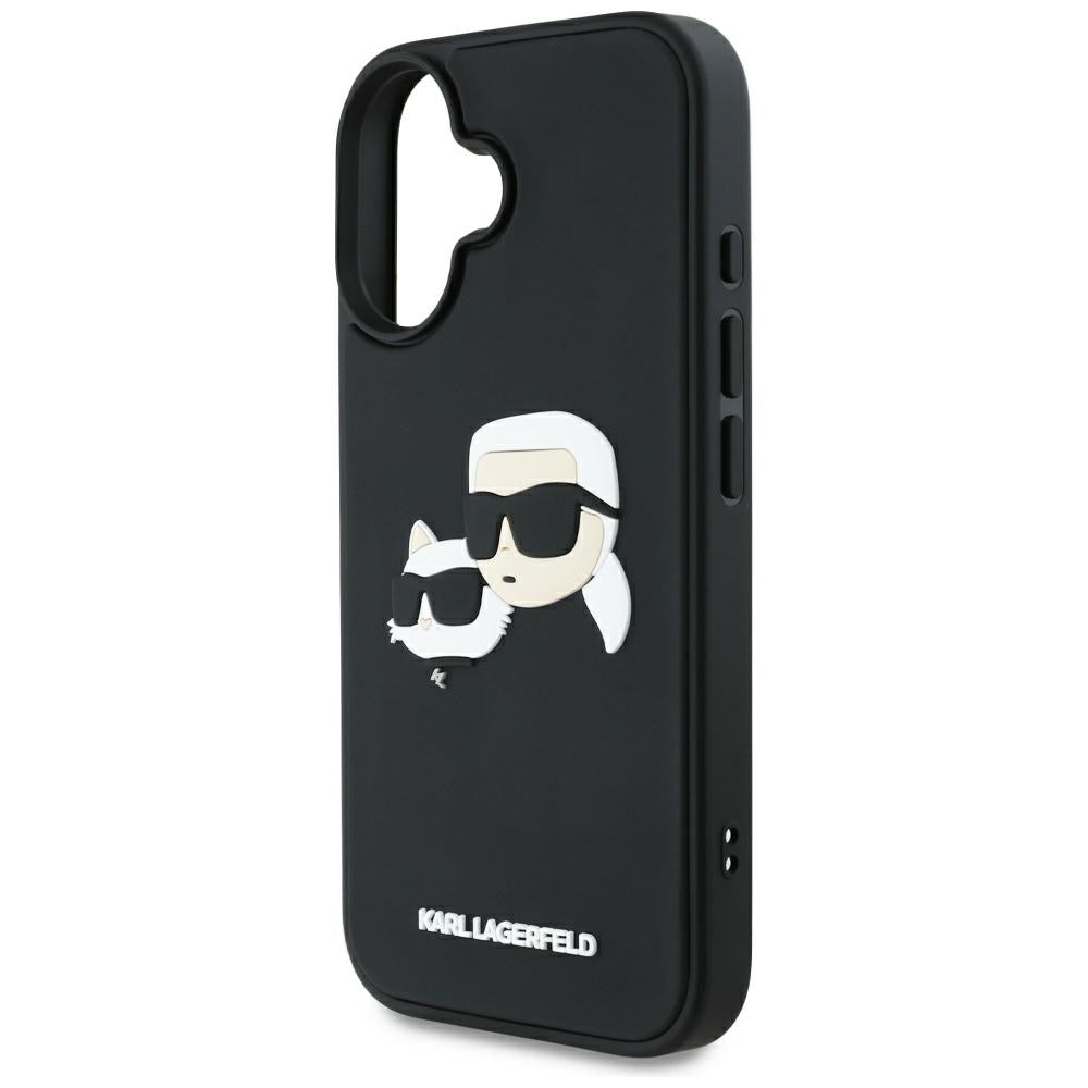 Case for Apple iPhone 16, Karl Lagerfeld, 3D Rubber Karl & Choupette, Black