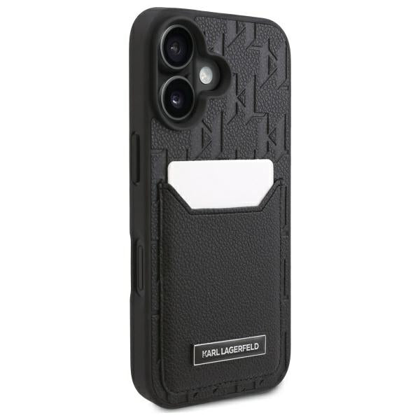 Etui til Apple iPhone 16, Karl Lagerfeld, Cardslots Monogram, Sort